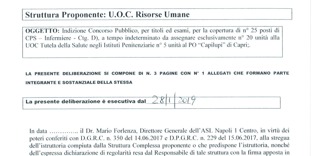 ASSUNZIONE DI INFERMIERI AL CAPILUPI, 5 POSTI